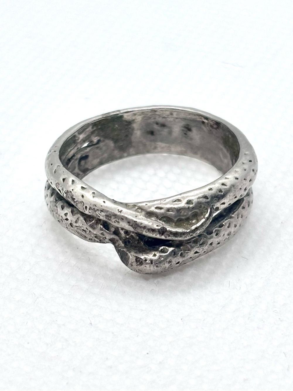 VINTAGE Solid Sterling Silver 925 Snake Twisted Braided Ring Size 10 BOHO Gothic